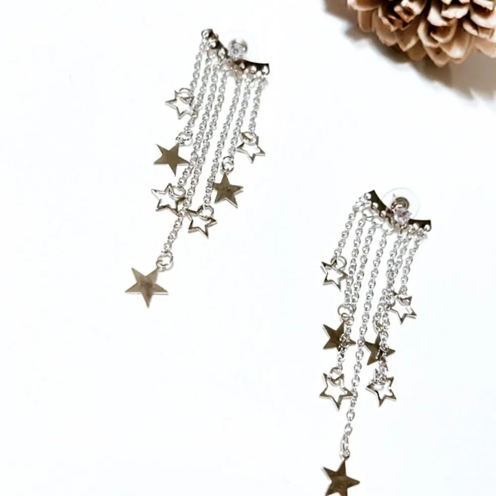 Star drop earrings in silver m59